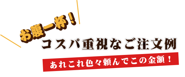 お腹一杯！コスパ重視なご注文例あれこれ色々頼んでこの金額！